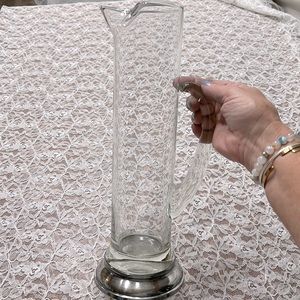 Mid-century modern impressive 14” tall pitcher with silver plate base EUC